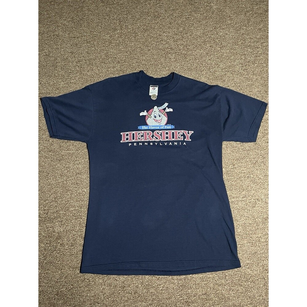 Jerzees Hershey's Kiss Logo Graphic T-Shirt Men’s L Navy Short Sleeve Crew